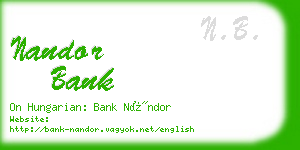 nandor bank business card